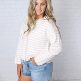 Dover Cardigan - Beige White Stripe