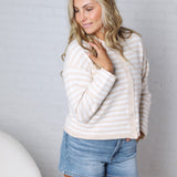Dover Cardigan - Beige White Stripe