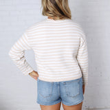 Dover Cardigan - Beige White Stripe