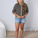 Dover Cardigan - Pewter Black Stripe