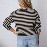 Dover Cardigan - Pewter Black Stripe