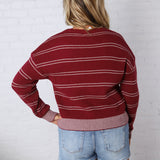 Ely Sweater - Wine Ivory Stripe