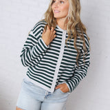 Dover Cardigan - Grey Pine Stripe