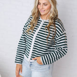 Dover Cardigan - Grey Pine Stripe