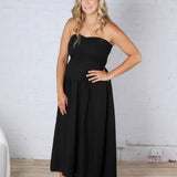 Cleo Tube Top Midi Dress with Separate Look Detail - Black