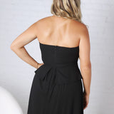 Cleo Tube Top Midi Dress with Separate Look Detail - Black