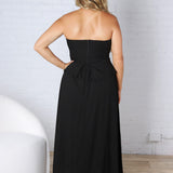 Cleo Tube Top Midi Dress with Separate Look Detail - Black