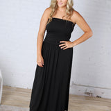 Kaia Strapless Ruched Maxi Dress - Black