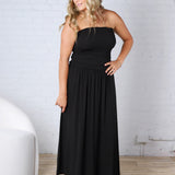 Kaia Strapless Ruched Maxi Dress - Black