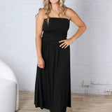 Kaia Strapless Ruched Maxi Dress - Black