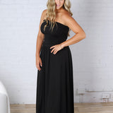 Kaia Strapless Ruched Maxi Dress - Black