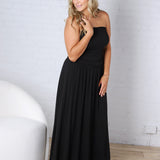 Kaia Strapless Ruched Maxi Dress - Black