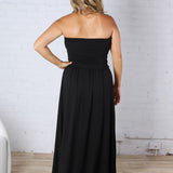Kaia Strapless Ruched Maxi Dress - Black