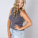 Edlin Tank - Navy Multi Stripe