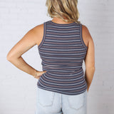 Edlin Tank - Navy Multi Stripe