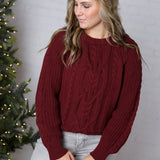 Amelie Cable Knit Sweater - Wine