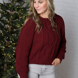 Amelie Cable Knit Sweater - Wine