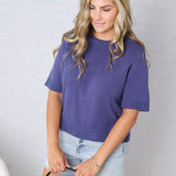 Parker Essential Sweater Top with Raglan Sleeves - Deep Sapphire