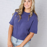 Parker Essential Sweater Top with Raglan Sleeves - Deep Sapphire