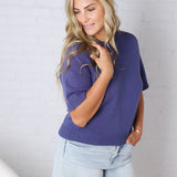 Parker Essential Sweater Top with Raglan Sleeves - Deep Sapphire
