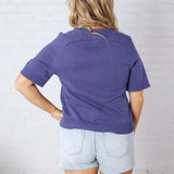 Parker Essential Sweater Top with Raglan Sleeves - Deep Sapphire