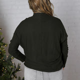 Saryn Ribbed Dolman Sleeve Brushed Knit Top - Olive