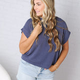 Briar Ribbed Cap Sleeve Top - Navy