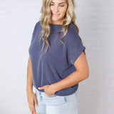Briar Ribbed Cap Sleeve Top - Navy
