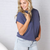 Briar Ribbed Cap Sleeve Top - Navy