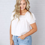 Esme Square Neck Blouse - White