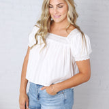 Esme Square Neck Blouse - White