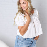 Esme Square Neck Blouse - White