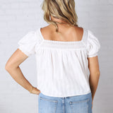 Esme Square Neck Blouse - White