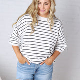Nellie Oversized Stripe Knit Top - White/Black