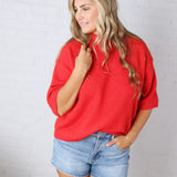 Isley Sweater Sleeve Top - Red