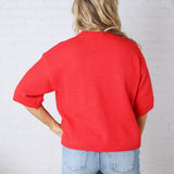 Isley Sweater Sleeve Top - Red