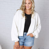 Quincy Layering Balloon Waffle Cardigan - Ivory
