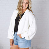 Quincy Layering Balloon Waffle Cardigan - Ivory