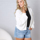 Quincy Layering Balloon Waffle Cardigan - Ivory