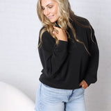 Sonja Modal Luxe Mock Neck Pullover - Black
