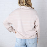 Townes Modal Luxe Stripe Quarter Zip - Mocha/Cream