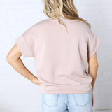 Haislee Modal Luxe Quarter Zip Short Sleeve Top - Light Mocha