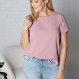 Claudia Round Neck Short Fold Sleeve Top