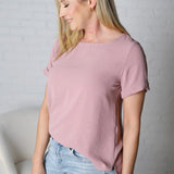 Claudia Round Neck Short Fold Sleeve Top