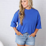 Collins Lightweight Oversized Sweater Top - Blue