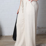 Elowyn Linen Wide Leg Pant - Oatmeal