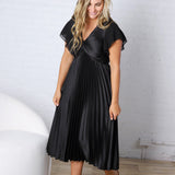 Nova Flutter Sleeve Midi Dress - Black
