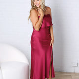 Vienna Strapless Midi Dress - Berry