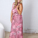 Anabelle Halter Neck Midi Dress - Dark Rose Floral