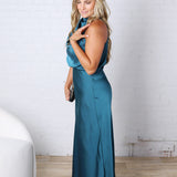 Anabelle Halter Neck Midi Dress - Teal
